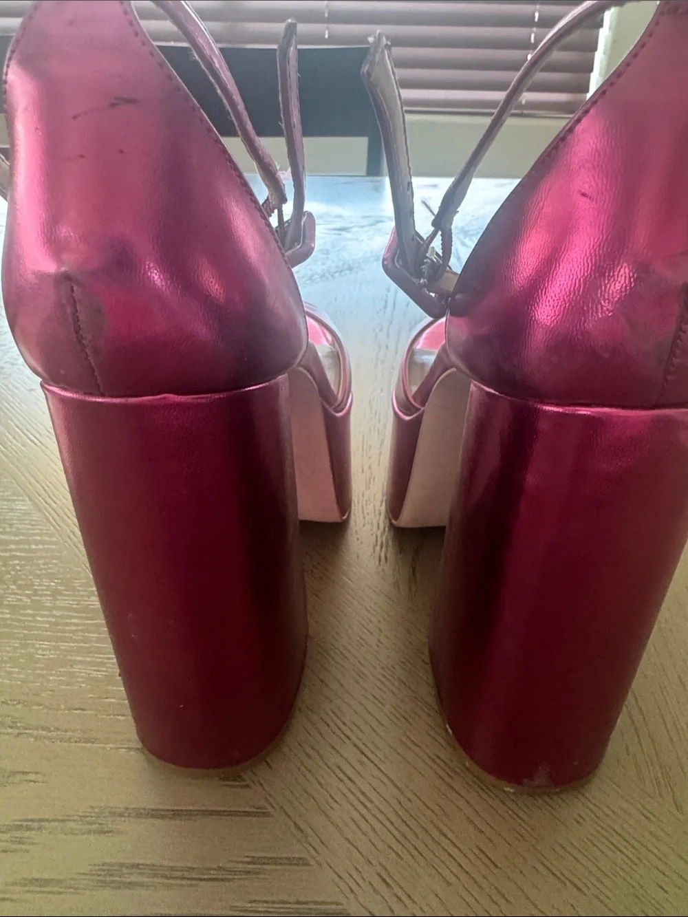 Steve Madden Metallic Hot Pink Platform Block Heels size 11
